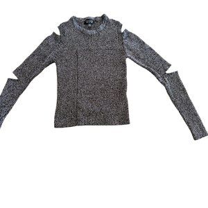 Topshop Trending Black/White Marled Cutout Sweater
